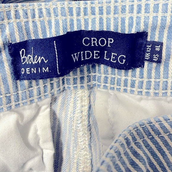 Boden Women's Blue Pinstripe Cropped Jeans Size 8 Long - Picture 7 of 7